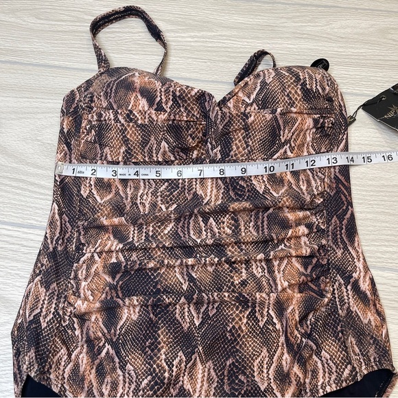 Nip Tuck Swim Joanne Rattle Me Twist Front One Piece Brown Swimsuit Size US 10 - Picture 15 of 16